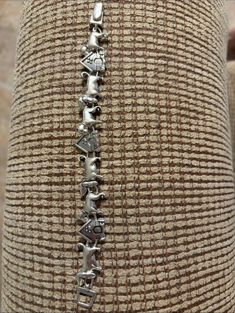Silver Tone Dachshund & House Link Bracelet
